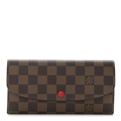Louis Vuitton Damier Ebene Emilie Wallet Red 1 of 7
