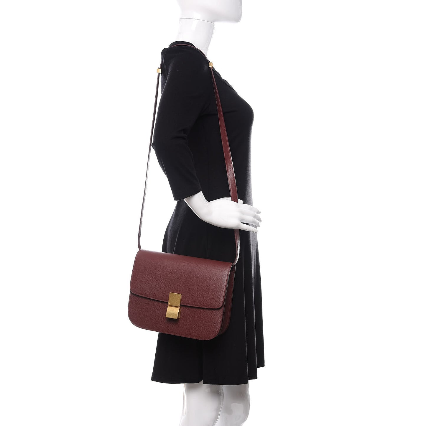 Liege Calfskin Medium Classic Box Flap Bag Burgundy