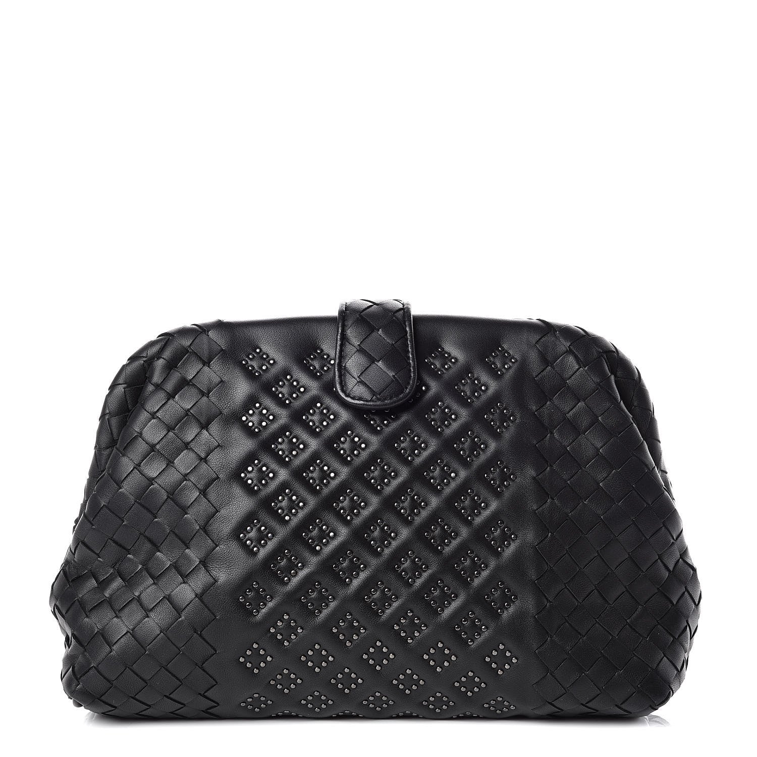Bottega Veneta Nappa Intrecciato Studded The Lauren 1980 Clutch Black 1 of 9