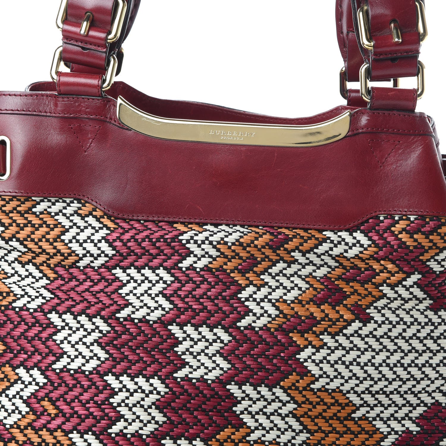 Burberry Prorsum Calfskin Raffia Check Tote 9 of 20