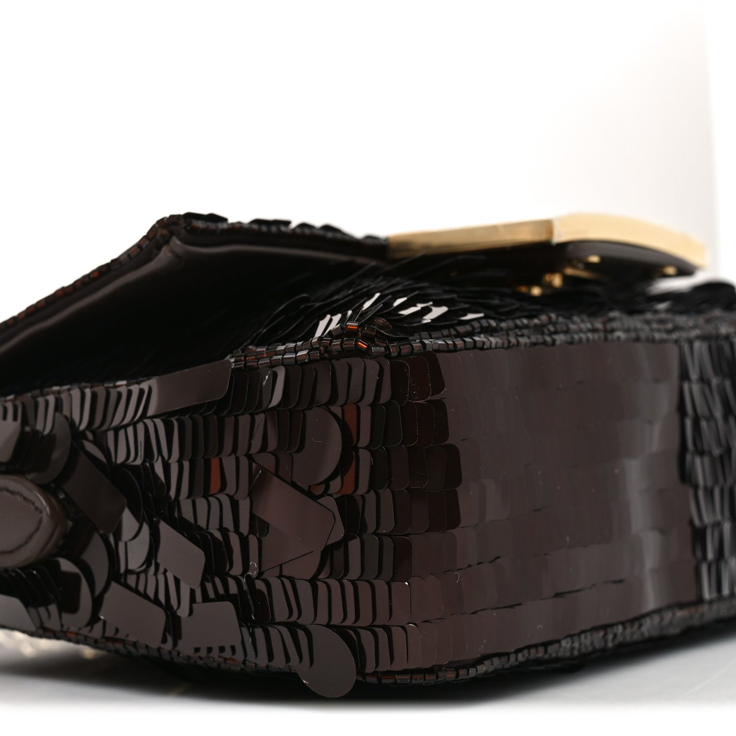 Sequin Paillettes Vitello Grace Sex and the City Mini Baguette  Marrone Scuro