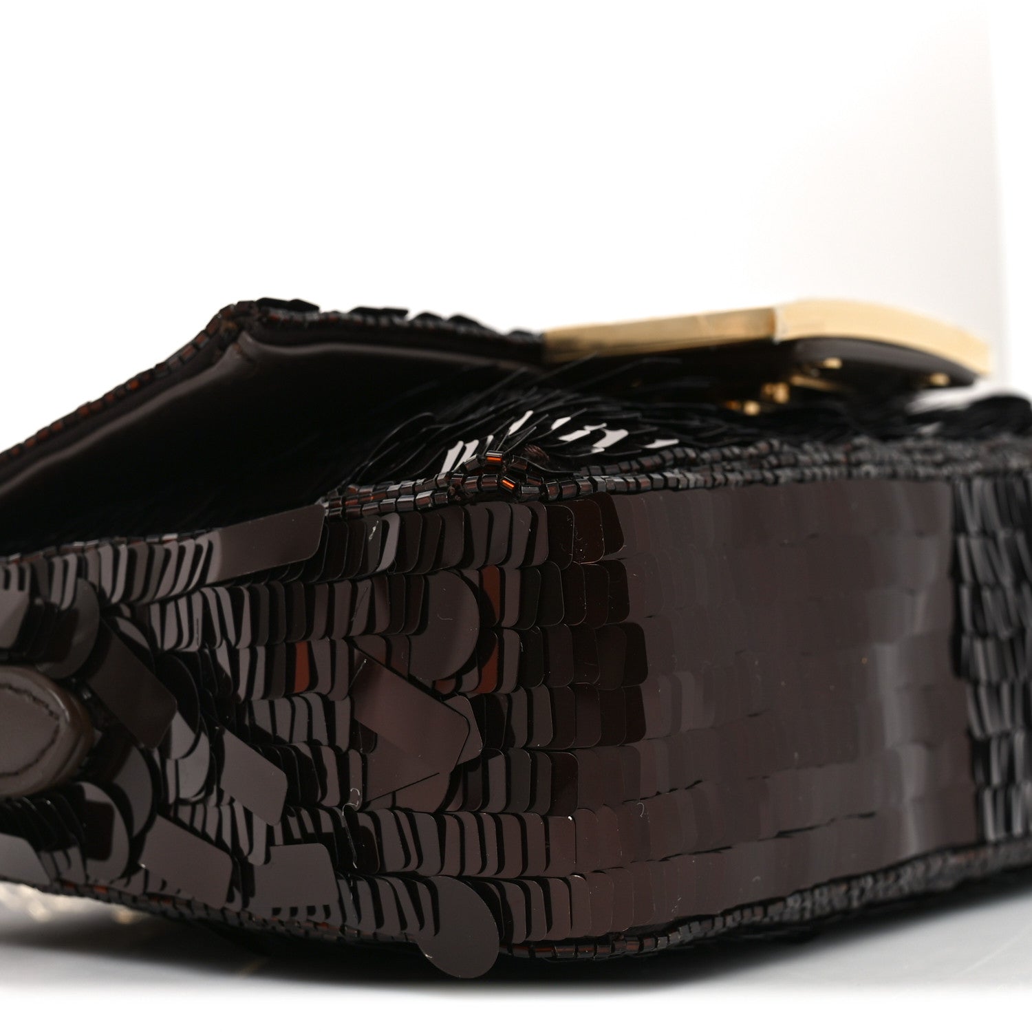 Fendi Sequin Paillettes Vitello Grace Sex and the City Mini Baguette  Marrone Scuro 9 of 11