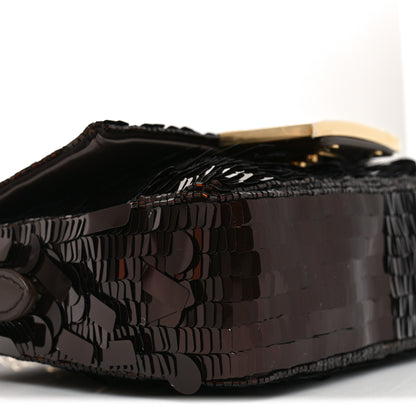 Fendi Sequin Paillettes Vitello Grace Sex and the City Mini Baguette  Marrone Scuro 9 of 11