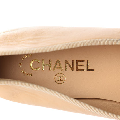 Chanel Lambskin Cap Toe CC Ballerina Flats 41 Beige Black 7 of 8