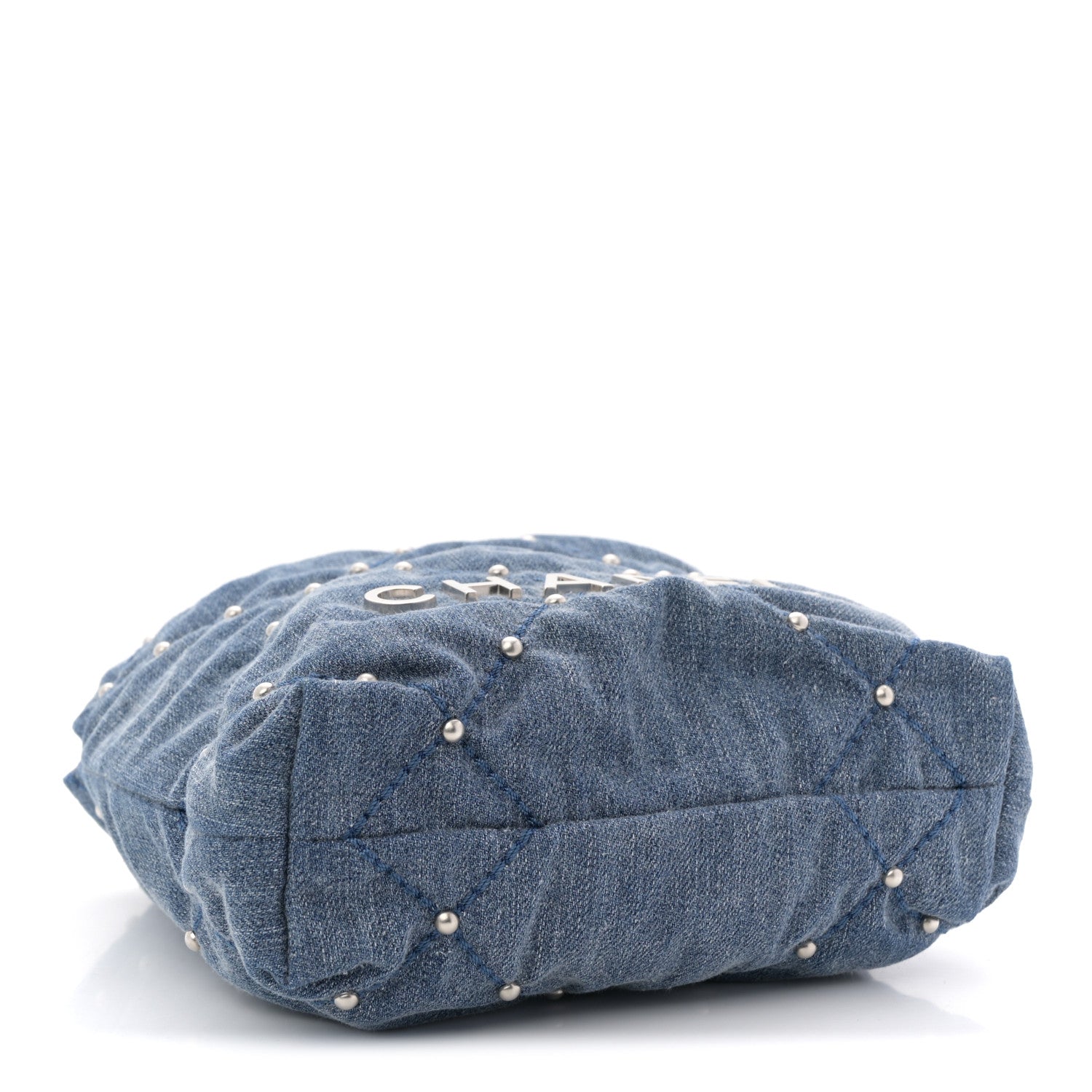 Chanel Washed Denim Quilted Studded Mini Chanel 22 Blue 4 of 10