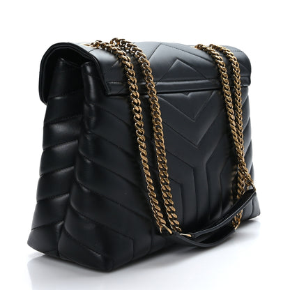 Saint Laurent Calfskin Y Quilted Monogram Medium Loulou Chain Satchel Black 3 of 9