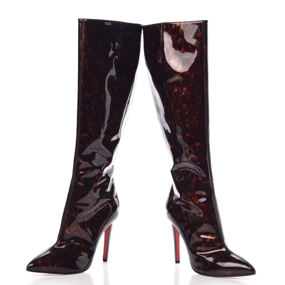 Christian Louboutin Patent Tortoiseshell 100 Tall Boots 37 Tartaruga 5 of 12