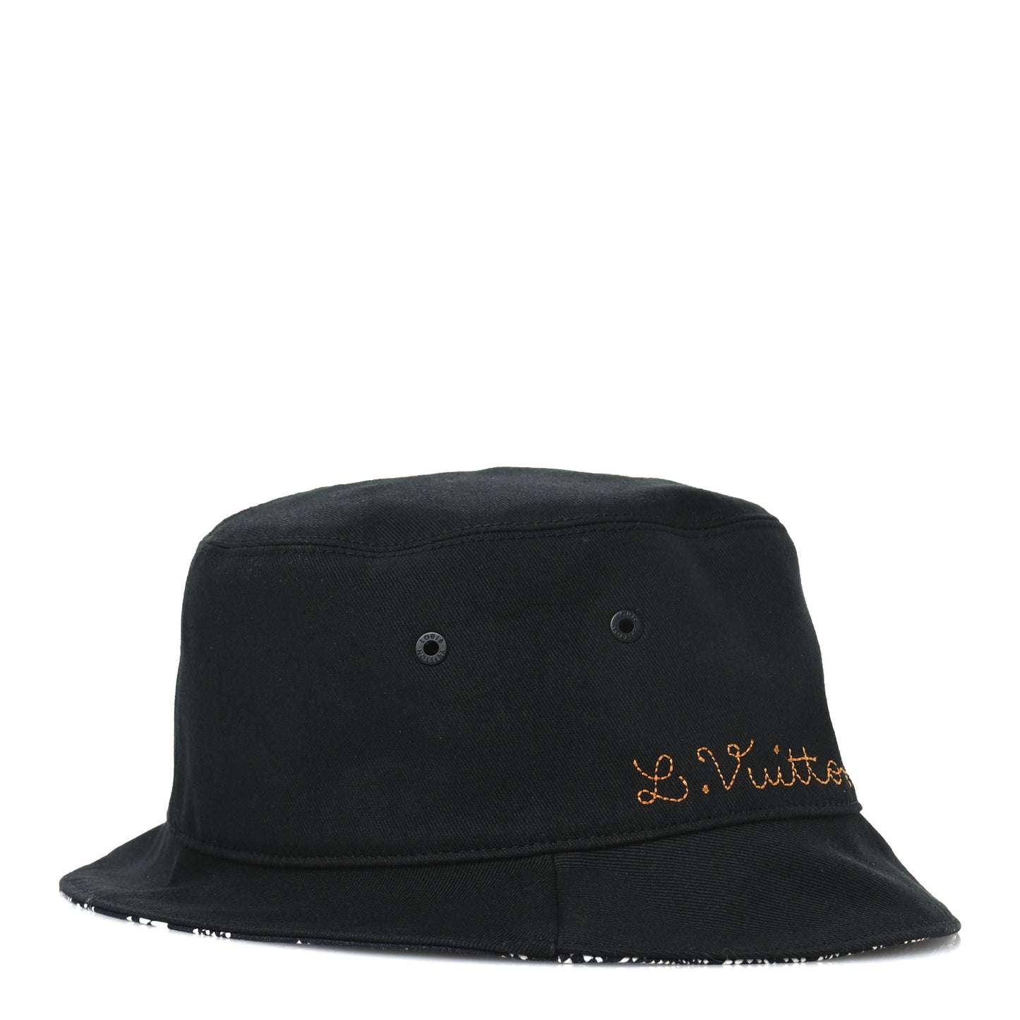 Cotton Damier Distorted Reversible Bucket Hat Black