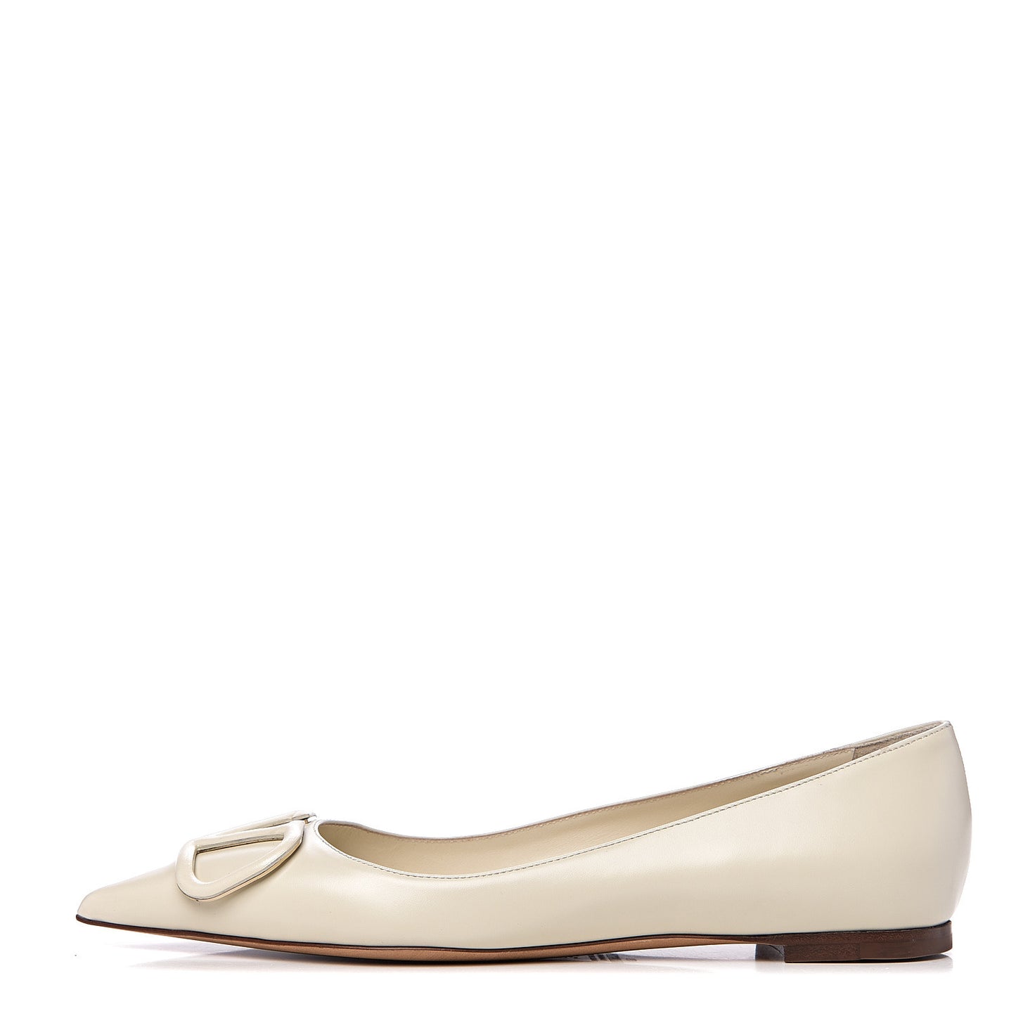 Nappa Vlogo Flats 37.5 Light Ivory