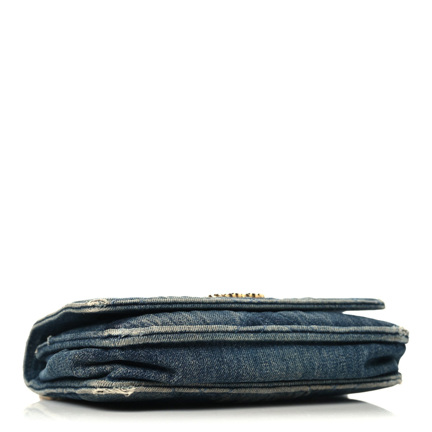 Chanel Denim Quilted Chanel 19 Wallet On Chain WOC Blue 4 of 12