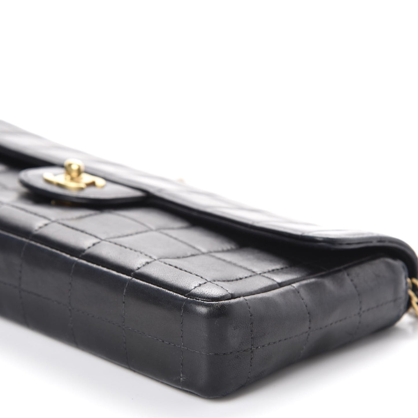 Lambskin East West Chocolate Bar Flap Black