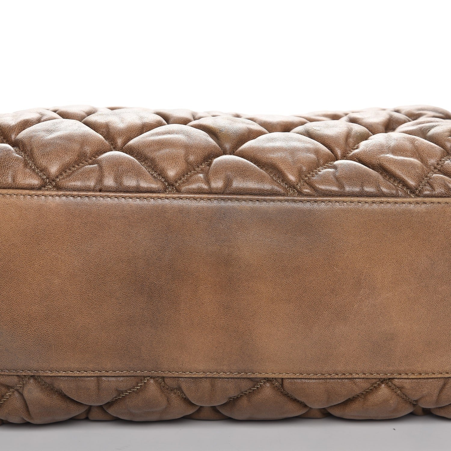 Chanel Lambskin Bubble Quilt Bowler Dark Beige 13 of 14