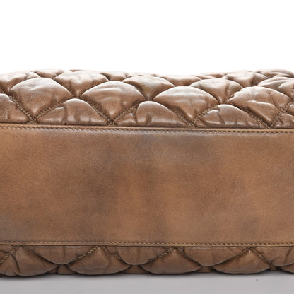 Chanel Lambskin Bubble Quilt Bowler Dark Beige 13 of 14