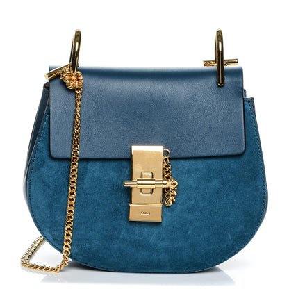 Chloe Suede Smooth Calfskin Mini Drew Shoulder Bag Majolica Blue 1 of 6