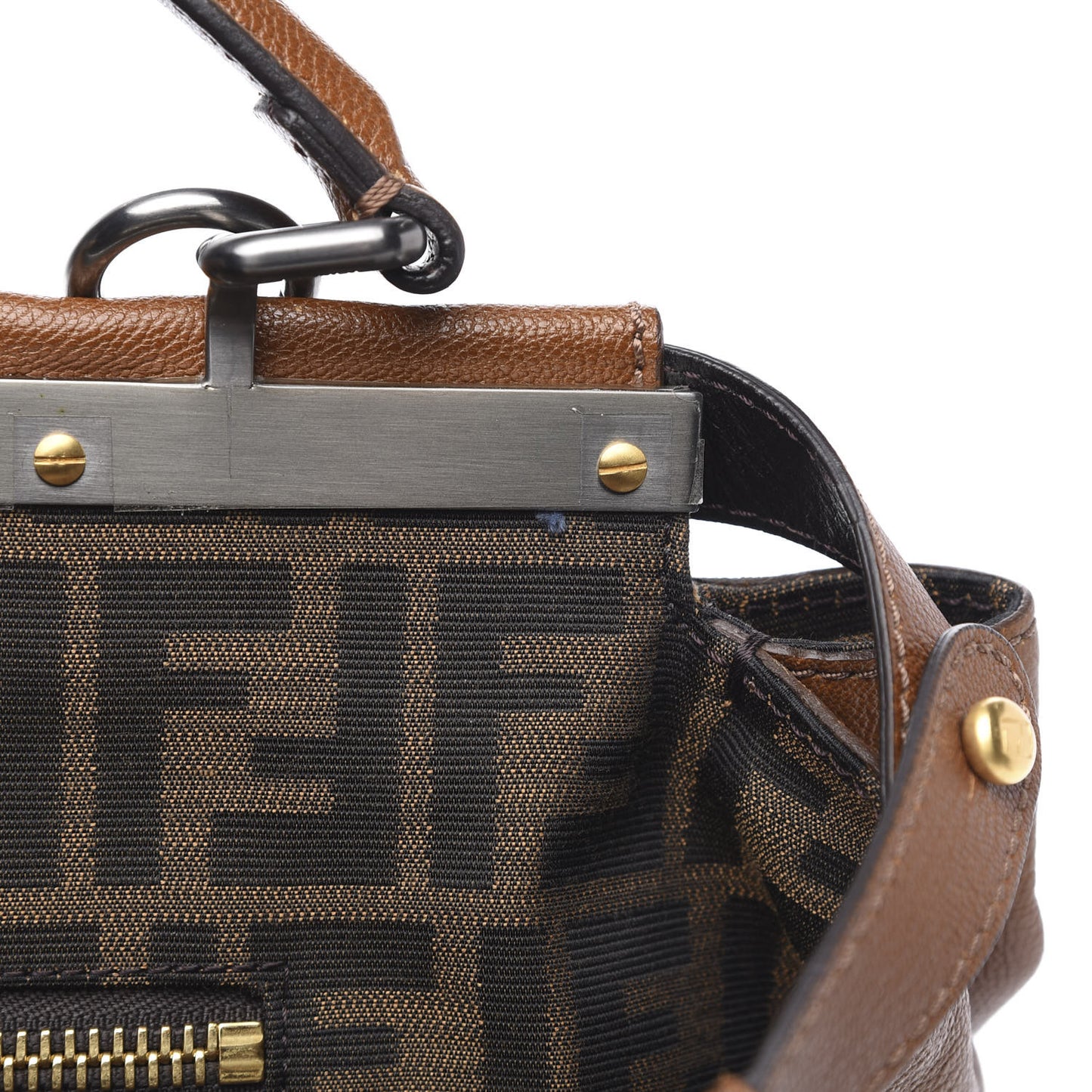 Goatskin Zucca Large Peekaboo Iconic Satchel Cuoio Tobacco Moro