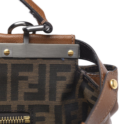 Fendi Goatskin Zucca Large Peekaboo Iconic Satchel Cuoio Tobacco Moro 12 of 12