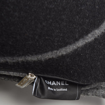 Chanel Merino Wool Cashmere CC Pillow Black Grey 5 of 5
