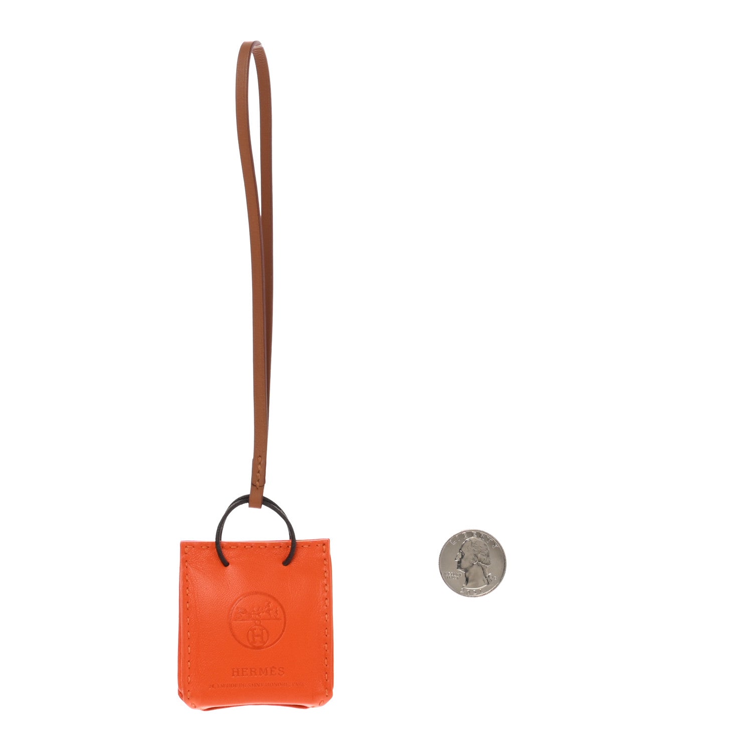 Hermes Milo Lambskin Swift Shopping Bag Charm Feu Gold 2 of 3
