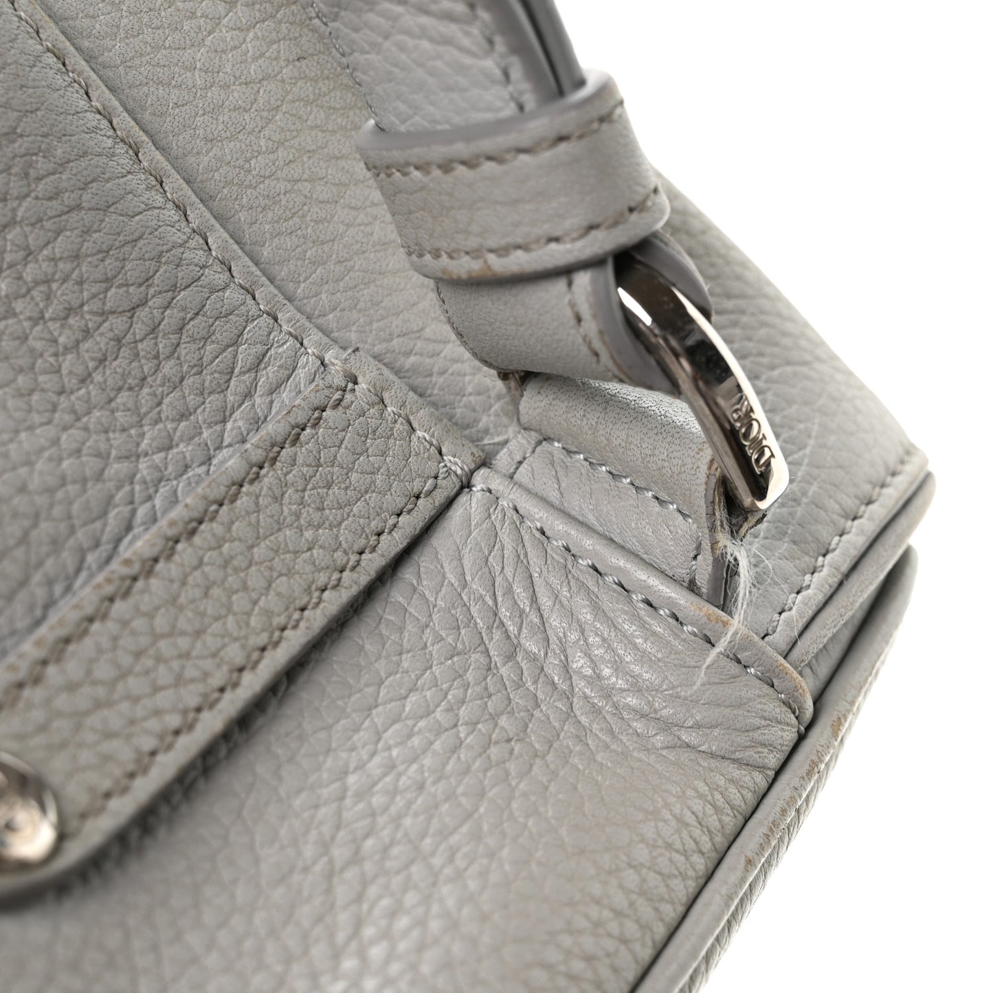 Grained Calfskin Mens Mini Saddle Bag Gray