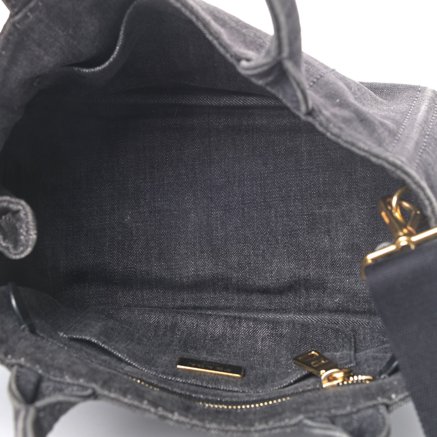 Prada Denim Small Logo Tote Black 4 of 7