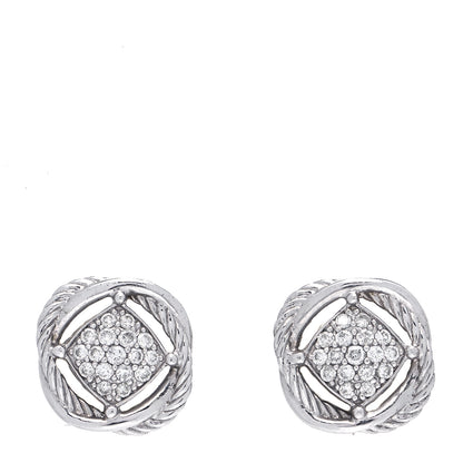 David Yurman Sterling Silver Diamond 13mm Infinity Earrings 1 of 6