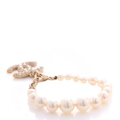Chanel Graduated Pearl Crystal CC Bracelet Gold 3 of 6