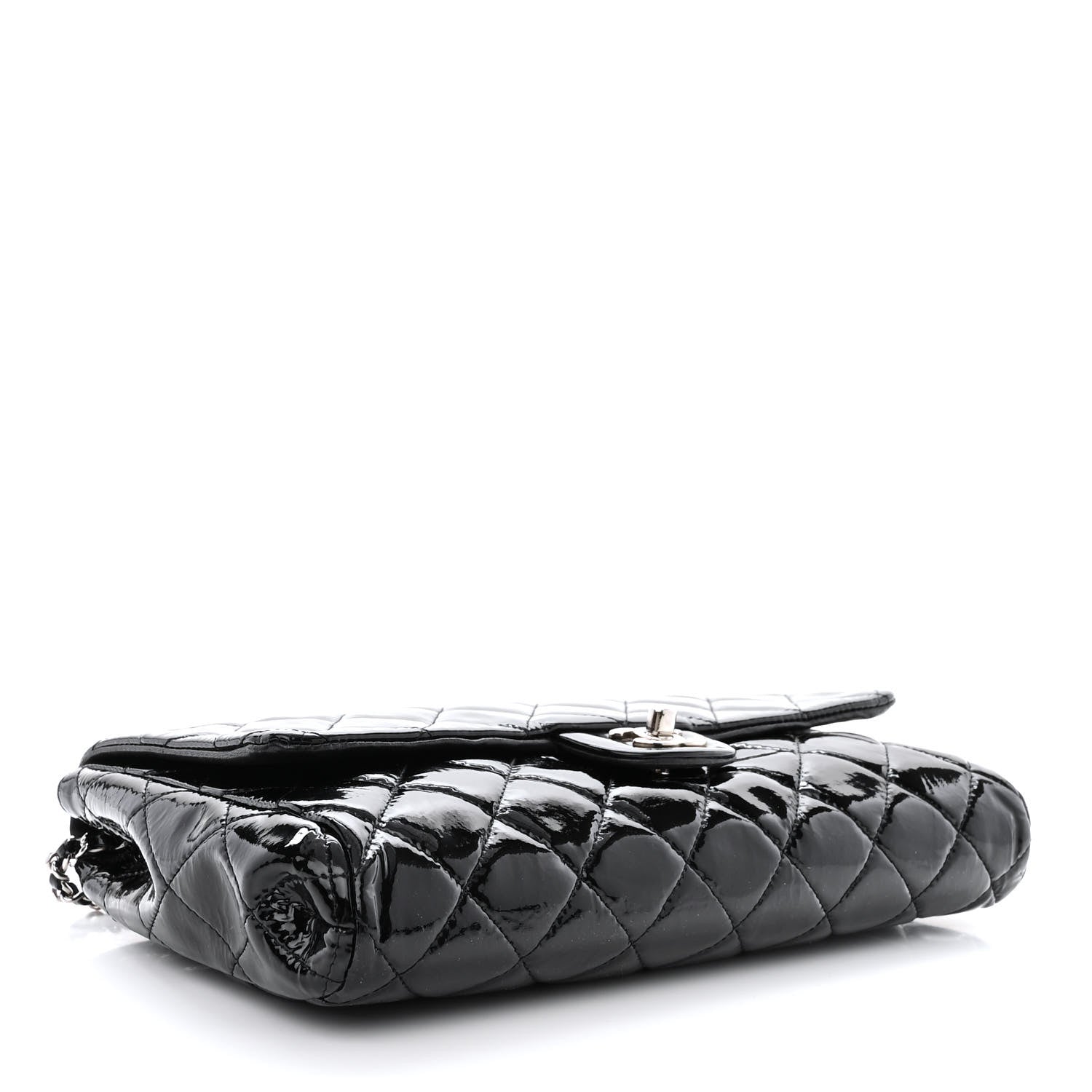 Chanel Patent Quilted Clutch with Chain Flap Black 4 of 10