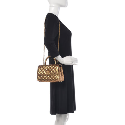 Chanel Metallic Caviar Quilted Mini Coco Handle Flap Gold 2 of 10