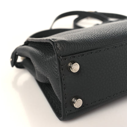Fendi Cuoio Romano Selleria Bi-Color Mini Peekaboo Iconic Satchel Asfalto Latte 8 of 9
