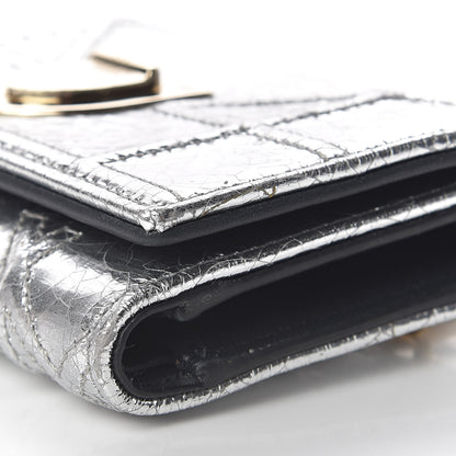Christian Dior Ceramic Effect Deerskin Cannage Diorama Elancee Wallet Silver 9 of 12