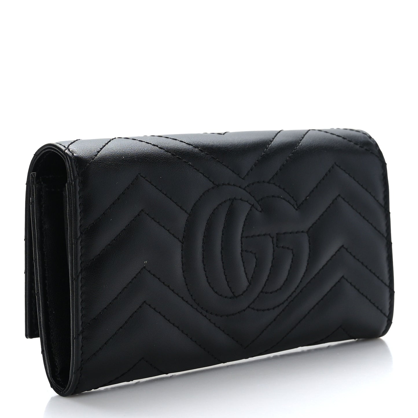 Calfskin Matelasse GG Marmont Continental Wallet Black