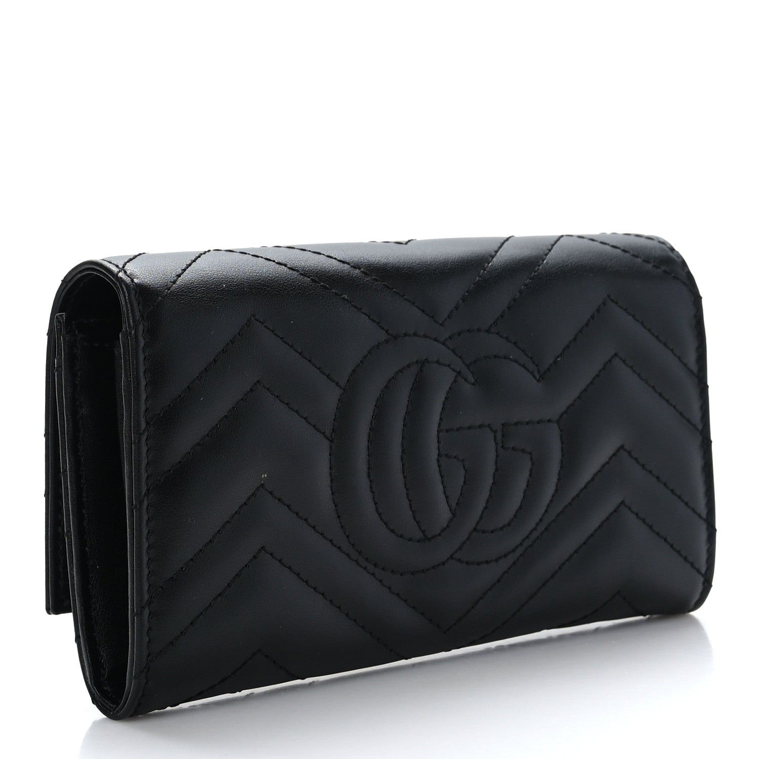 Gucci Calfskin Matelasse GG Marmont Continental Wallet Black 3 of 8