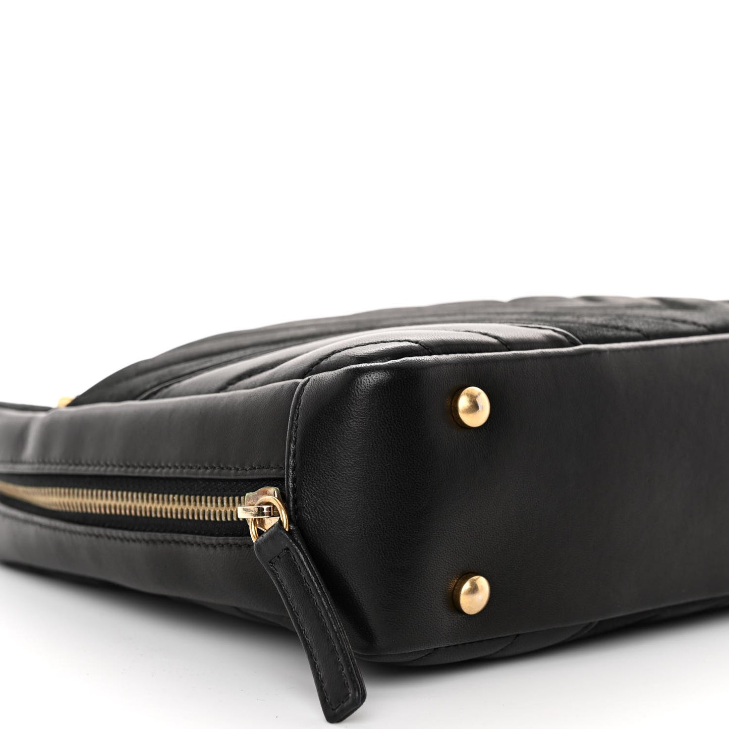 Iridescent Calfskin Lambskin Chevron Quilted Camera Case Black