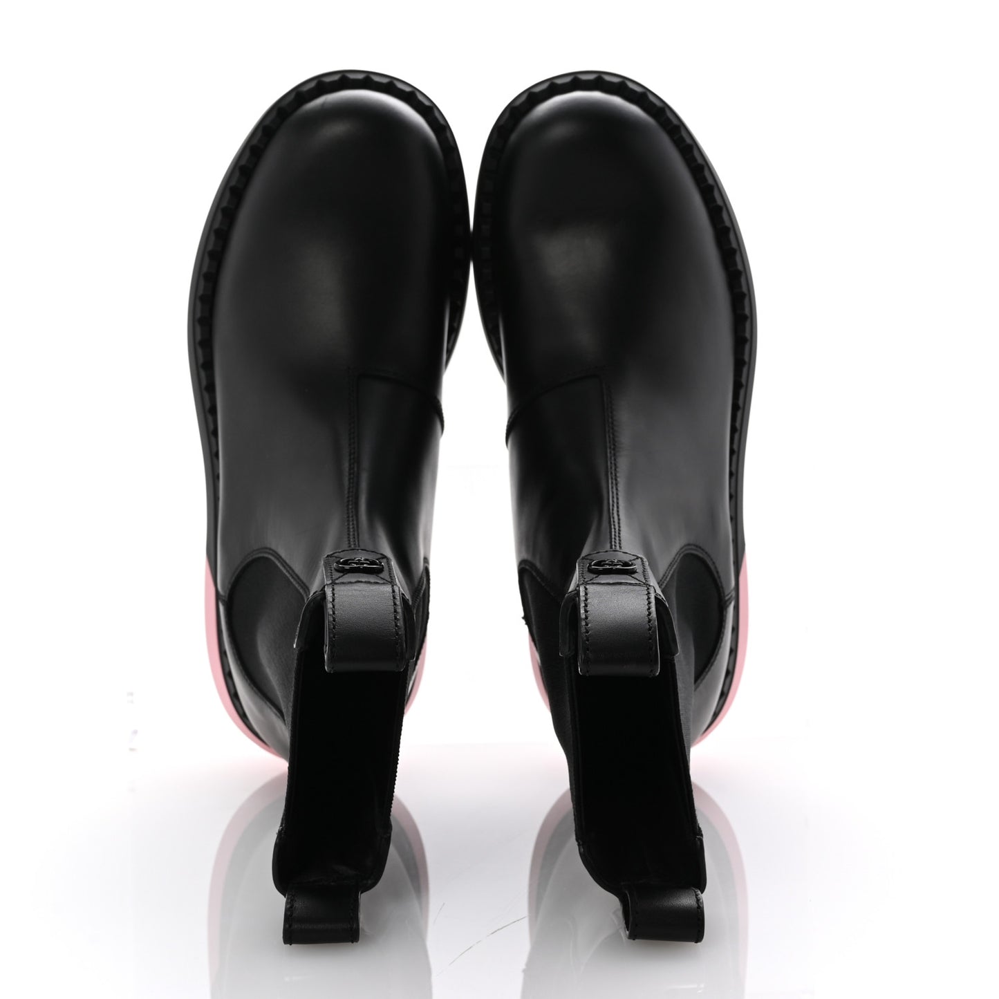 Calfskin Interlocking G Bicolor Chelsea Ankle Boots 39 Black Pink