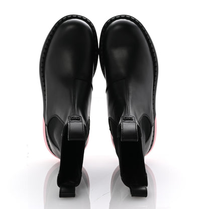 Gucci Calfskin Interlocking G Bicolor Chelsea Ankle Boots 39 Black Pink 2 of 9