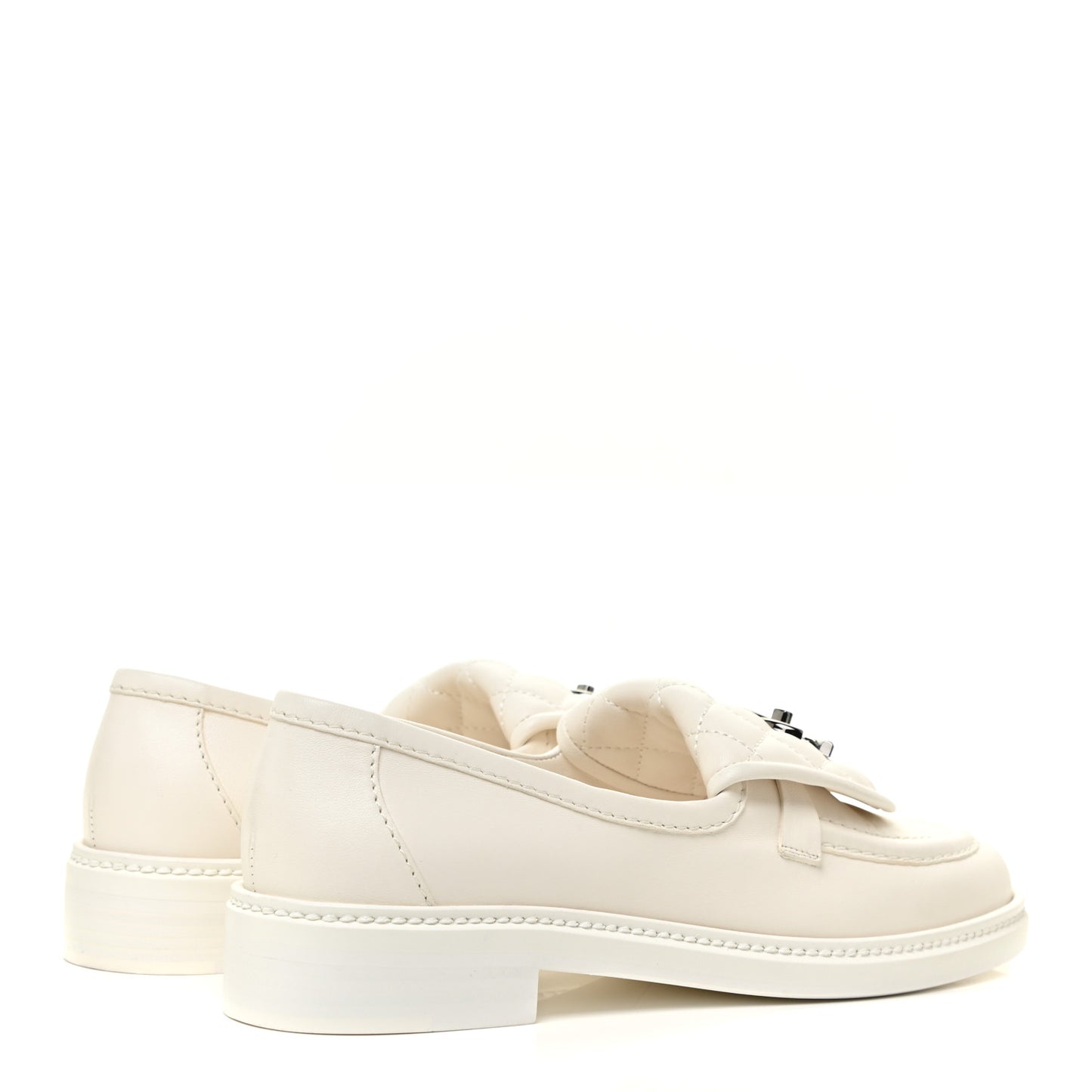 Lambskin Quilted CC Turnlock Loafers 38.5 White