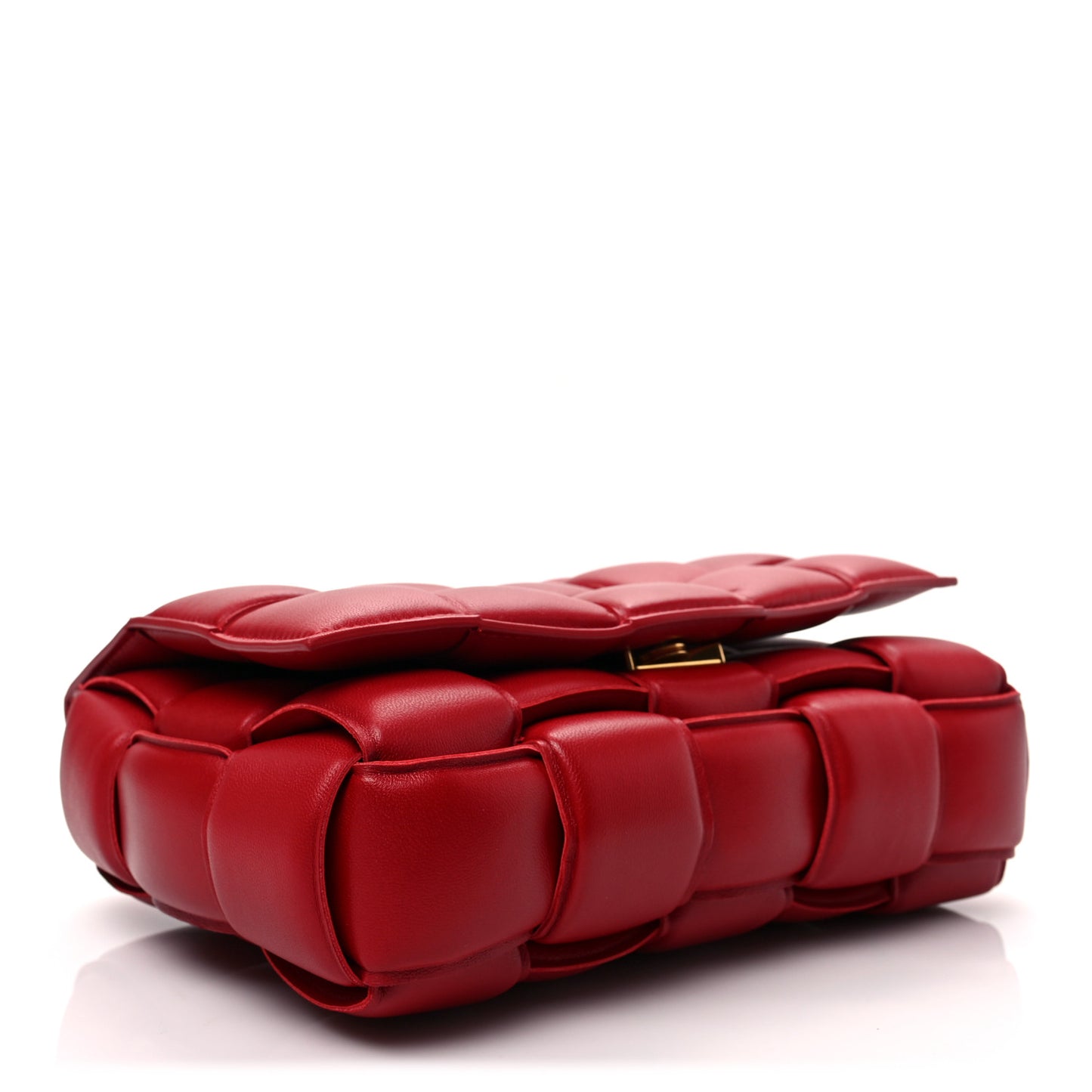 Nappa Maxi Intreccio Padded Cassette Crossbody Bag Dark Red