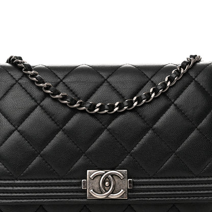 Chanel Lambskin Quilted Boy Wallet On Chain WOC Black 9 of 17