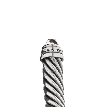 David Yurman Sterling Silver Diamond Morganite 5mm Cable Classics Bracelet 3 of 3