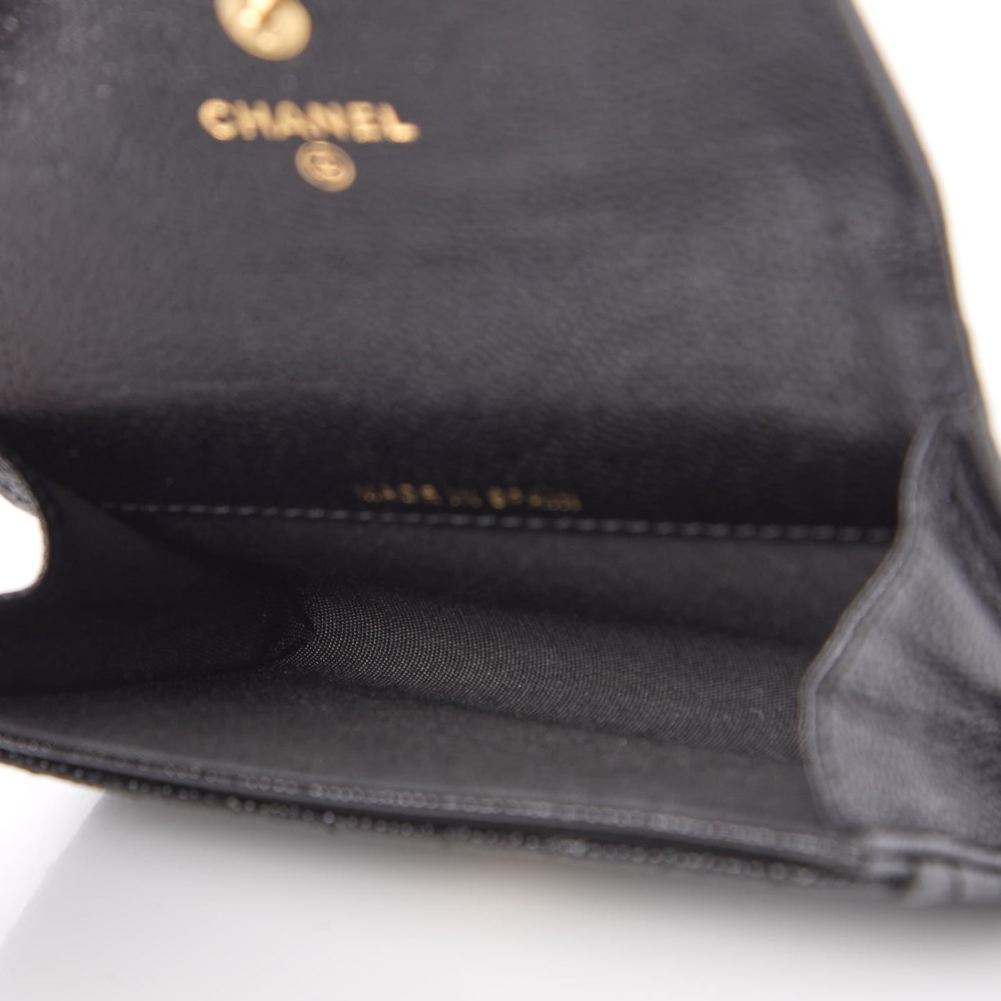 Caviar Chevron Quilted Boy Card Holder Wallet Black