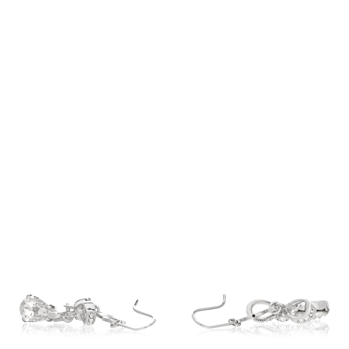 Crystal Bow Hoop Earrings Silver