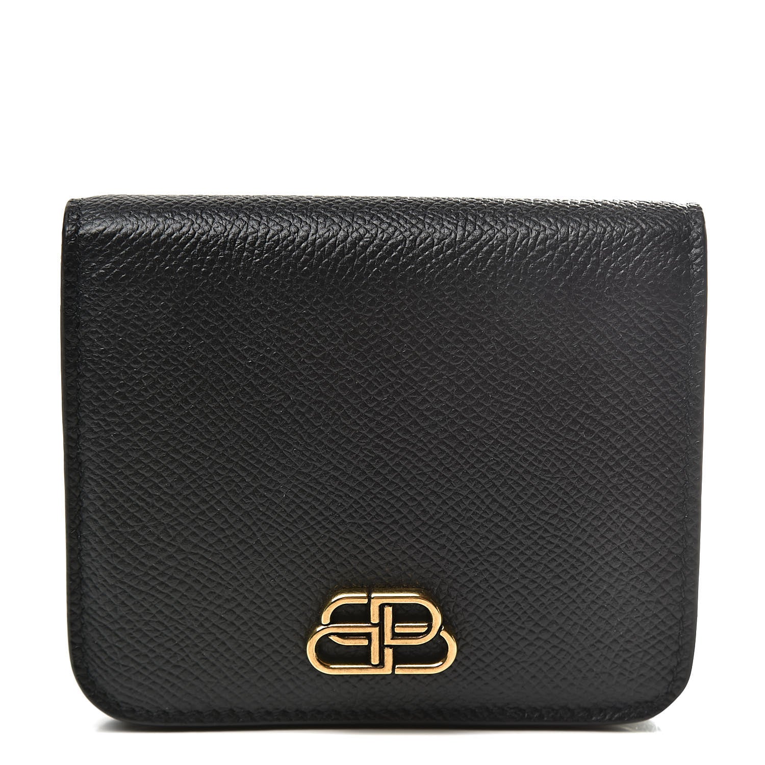 Balenciaga Signature Grained Calfskin BB Flap Coin Wallet Black 1 of 9