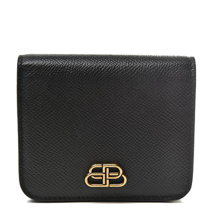 Balenciaga Signature Grained Calfskin BB Flap Coin Wallet Black 1 of 9
