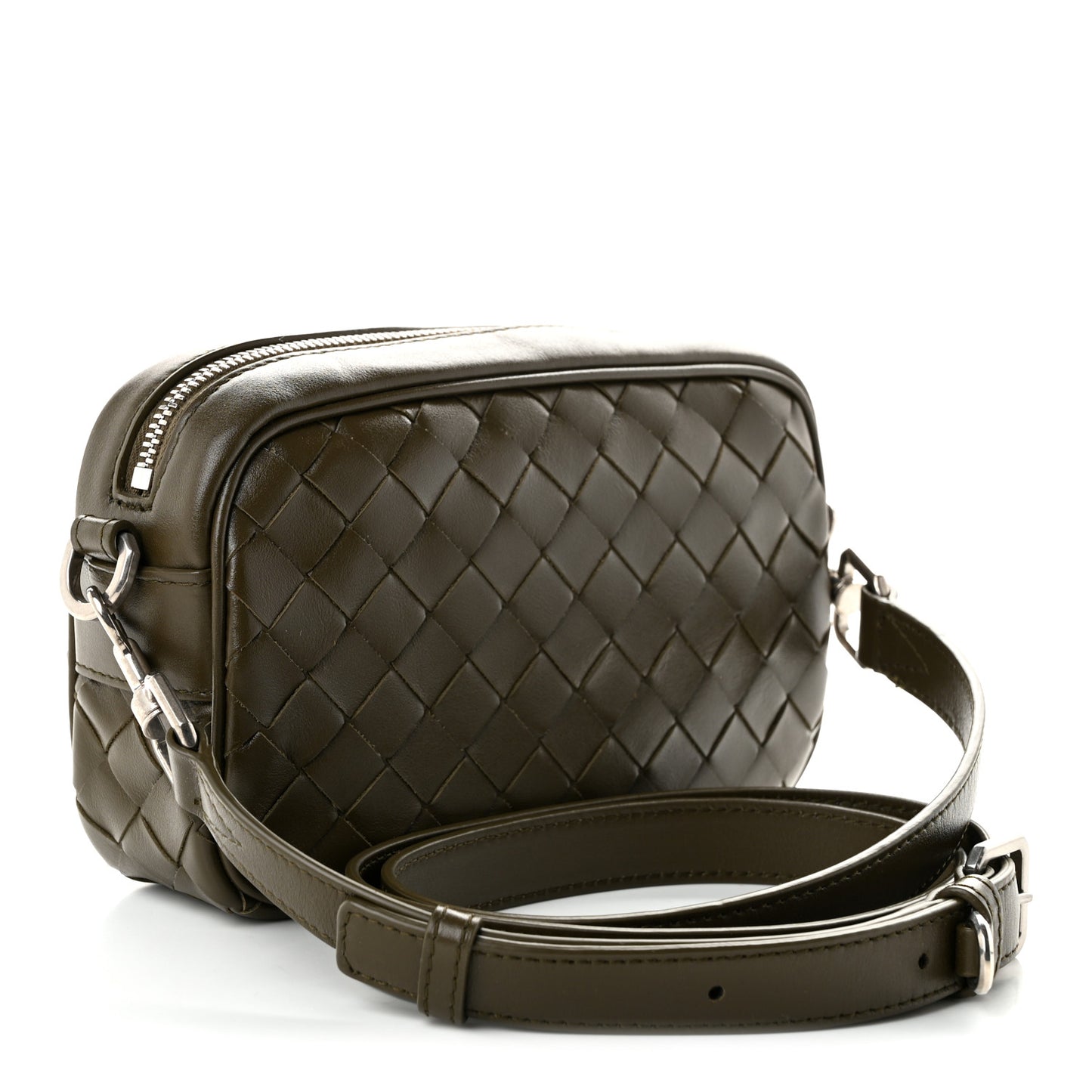 Calfskin Intrecciato Small Camera Bag Mud