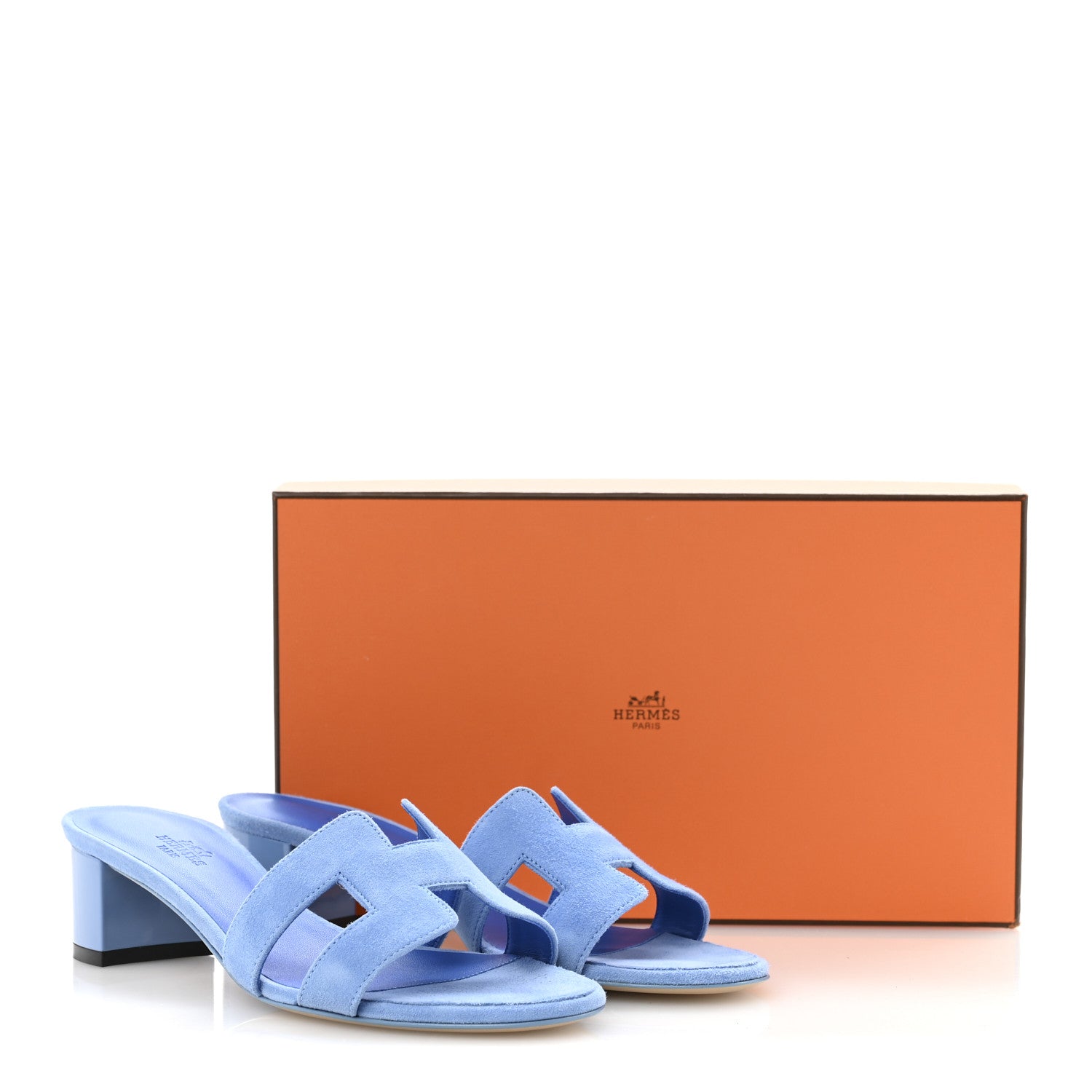 Hermes Suede Goatskin Oasis Sandals 37 Bleu Cameo 1730463