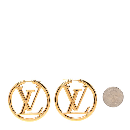 Louis Vuitton Metal Louise Hoop Earrings Gold 2 of 5