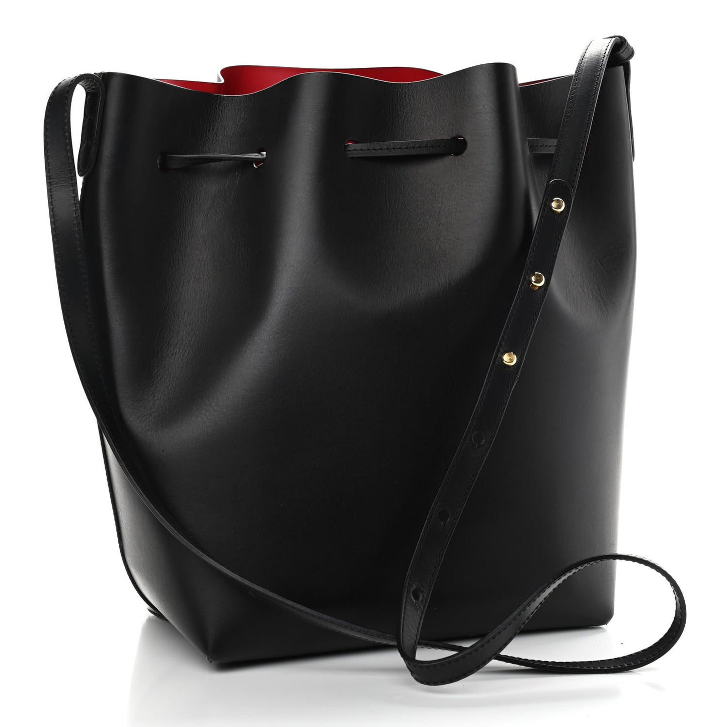 Vegetable Tanned Calfskin Bucket Bag Black Flamma