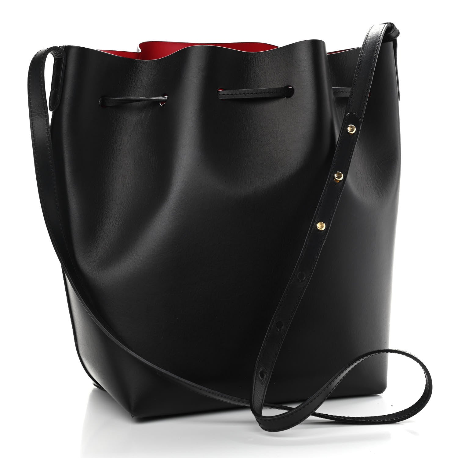 Mansur Gavriel Vegetable Tanned Calfskin Bucket Bag Black Flamma 4 of 11