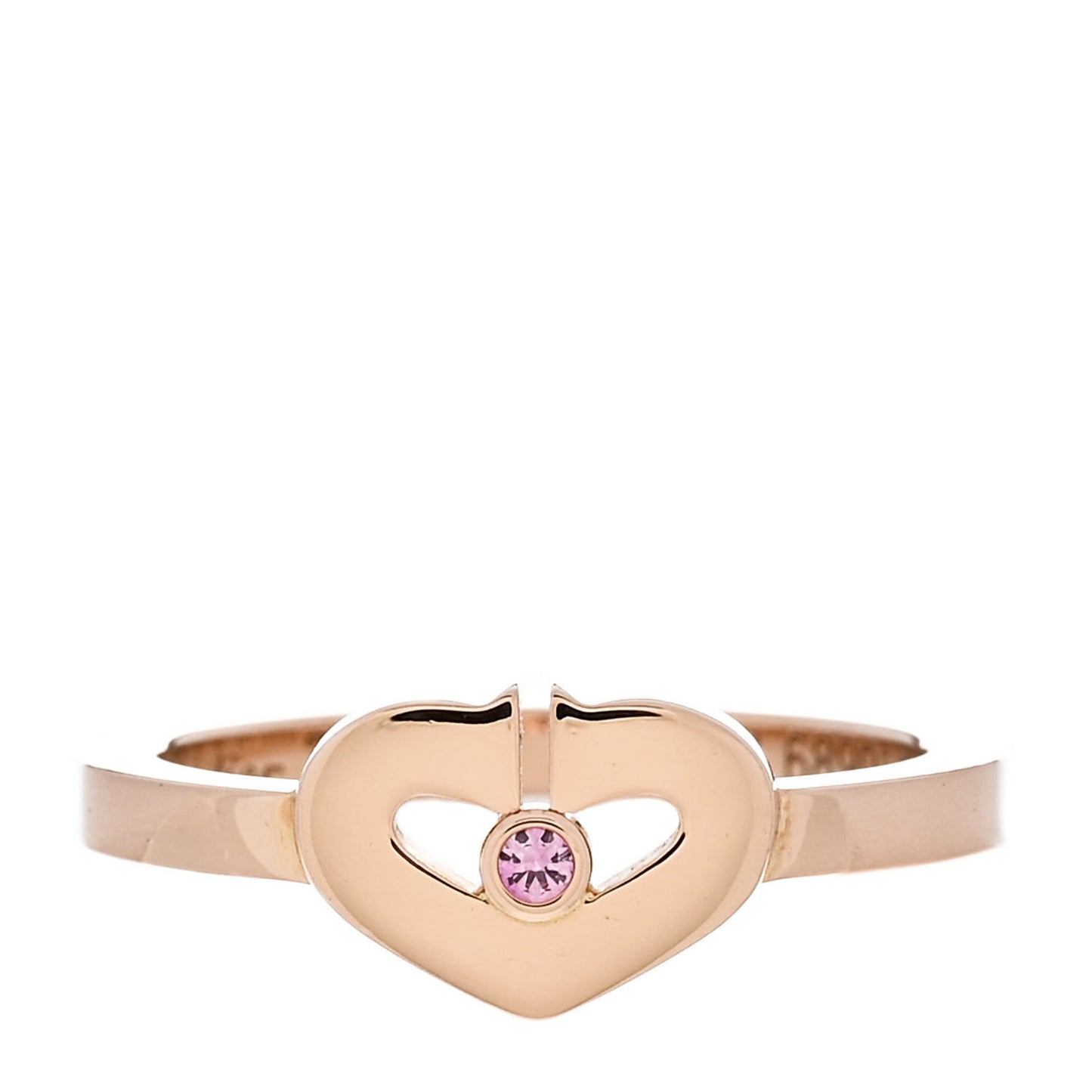 18K Pink Gold Pink Sapphire Small Hearts and Symbols Ring 51 5.75