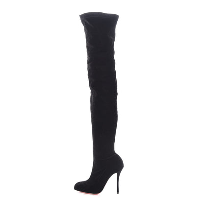 Christian Louboutin Velvet Classe 100 Stretch Over The Knee Boots 38 Black 1 of 6